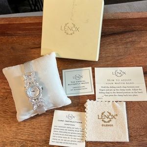 Lenox Crystal & Sterling Silver Butterfly Watch